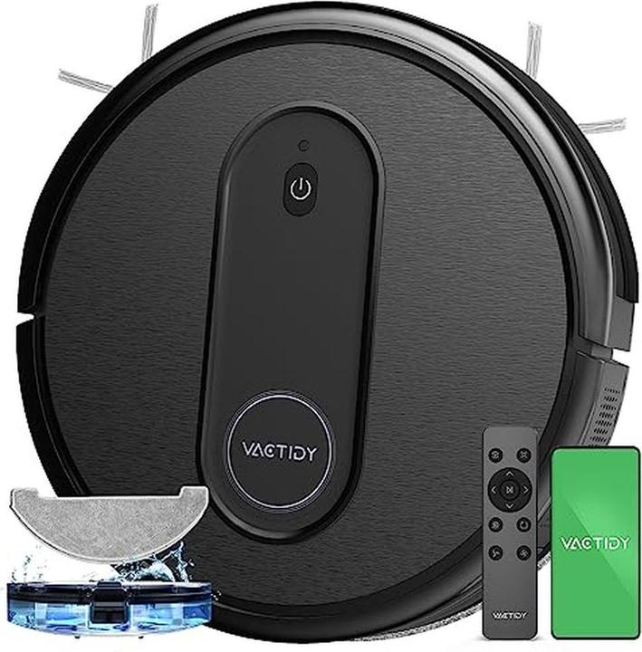 Vactidy Robot Vacuum and Mop with 2800 Pa Suction, 120-Minute Runtime, Alexa App Siri Control for Pet Hair (Vacuum mopping robot)