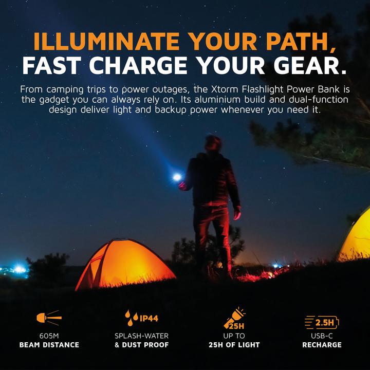 Immagine prodotto Xtorm mit Powerbank 10.500mAh, 1x USB-C PD 20W, 1x USB-A 18W Flashlight Powerbank Black (10500 mAh, 20 W, 20 Wh)