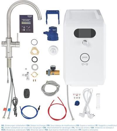 Actual product image Grohe Kitchen tap with filter function Blue supersteel matt 31323
