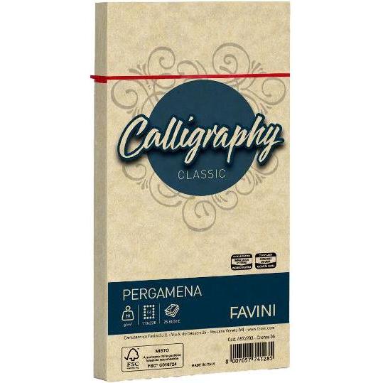 Favini, Penne, Pergamena Calligraphy busta Crema 25 pz