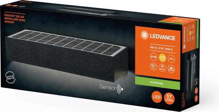 Actual product image Ledvance Endura Style Solar Bricklume Sensor Wide Dark Grey (850 lm, IP65)