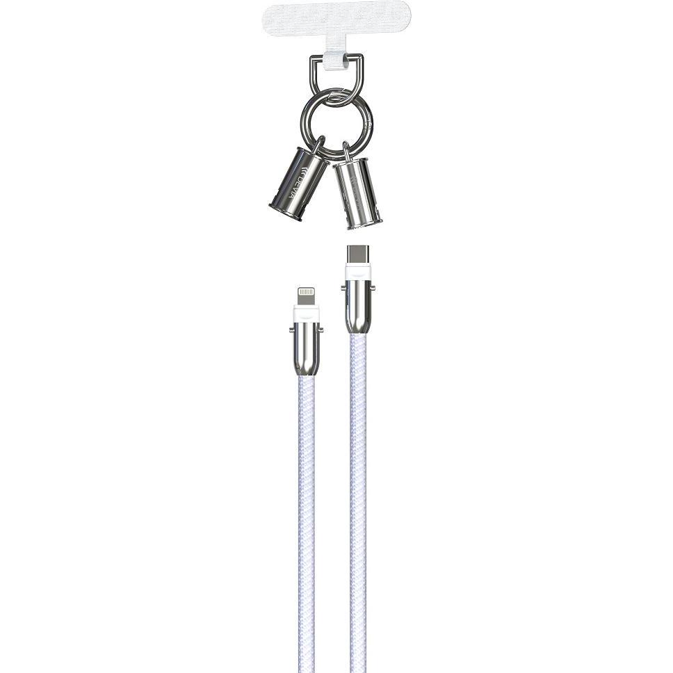Devia Kabel Lanyard 2in1 PD USB-C - Lightning 1,2 m 27W lila (1.20 m, USB 3.2 Gen 1), USB Kabel