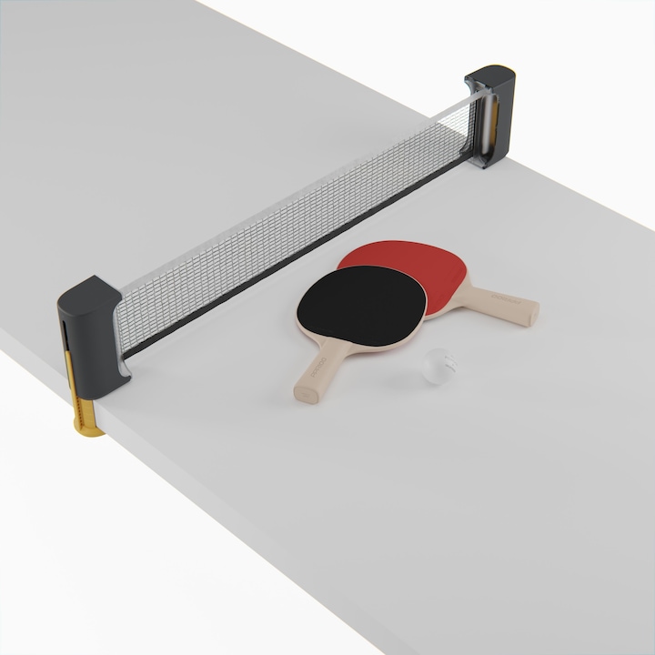 Produktbild Pongori Tischtennis Set Rollnet kleine Flächen + 2 Schläger PPR100 R + 2 Bälle