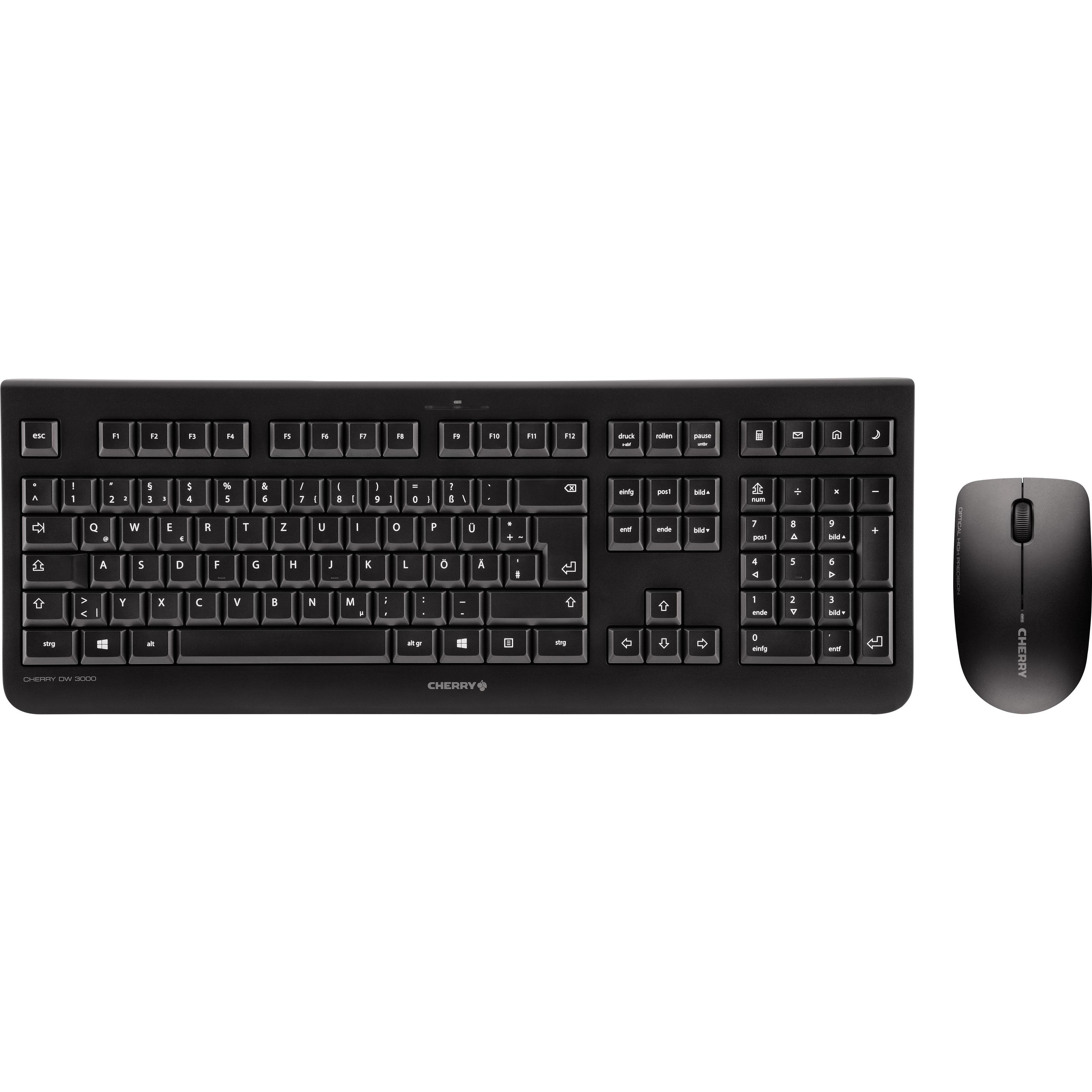 CHERRY DW 3000 (DE, Kabellos), Tastatur, Schwarz