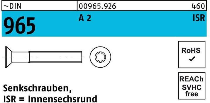 Actual product image Countersunk screw DIN 965 hexagon socket M 4 x 30 -T20 A 2 (1000 Screws per piece)