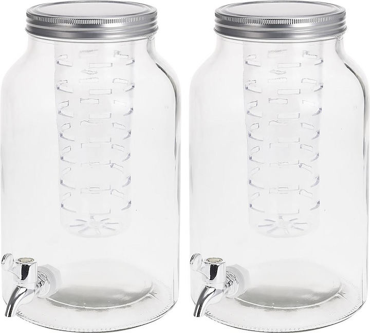 Produktbild Excellent Houseware Getränkespender aus Glas mit Einsatz und Zapfhahn, 4 Liter, 2er Set