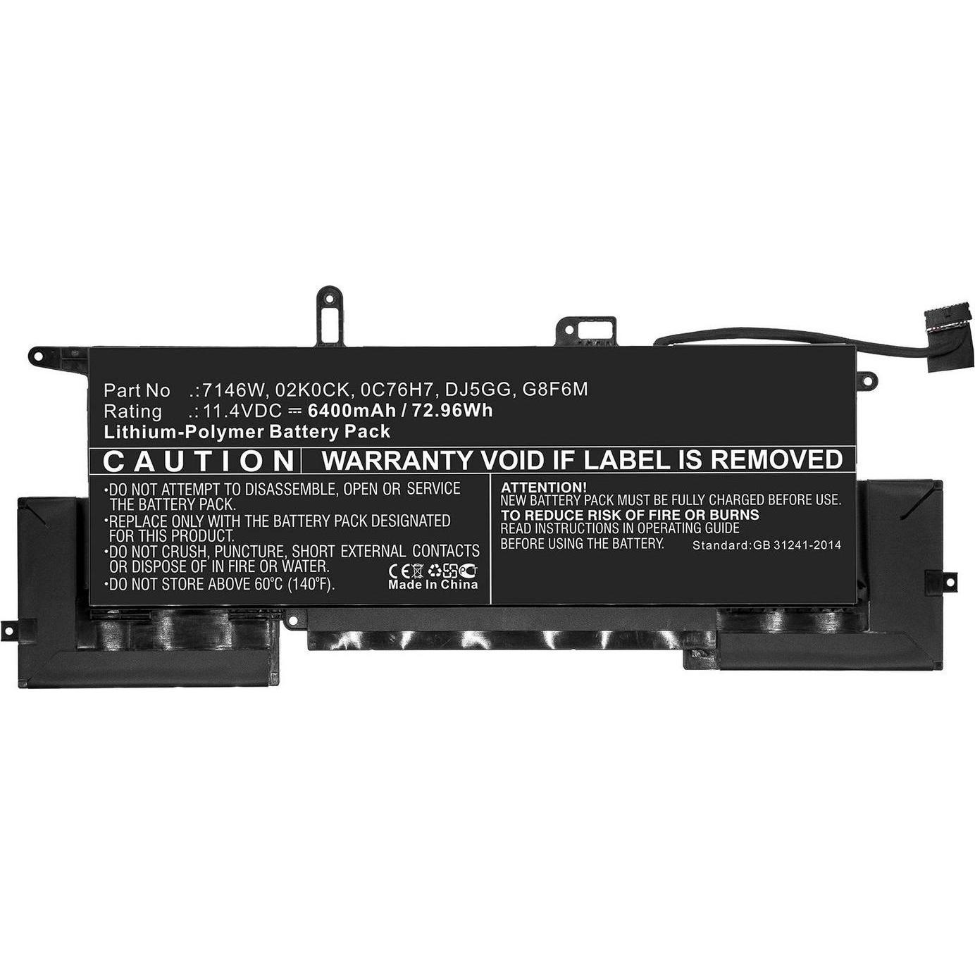 CoreParts MBXDE-BA0204 Notebook-Ersatzteil Akku (6400 mAh), Notebook Akku, Schwarz