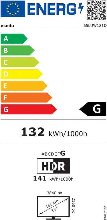 Label énergétique Manta 65LUW121D (65", LED, 4K)
