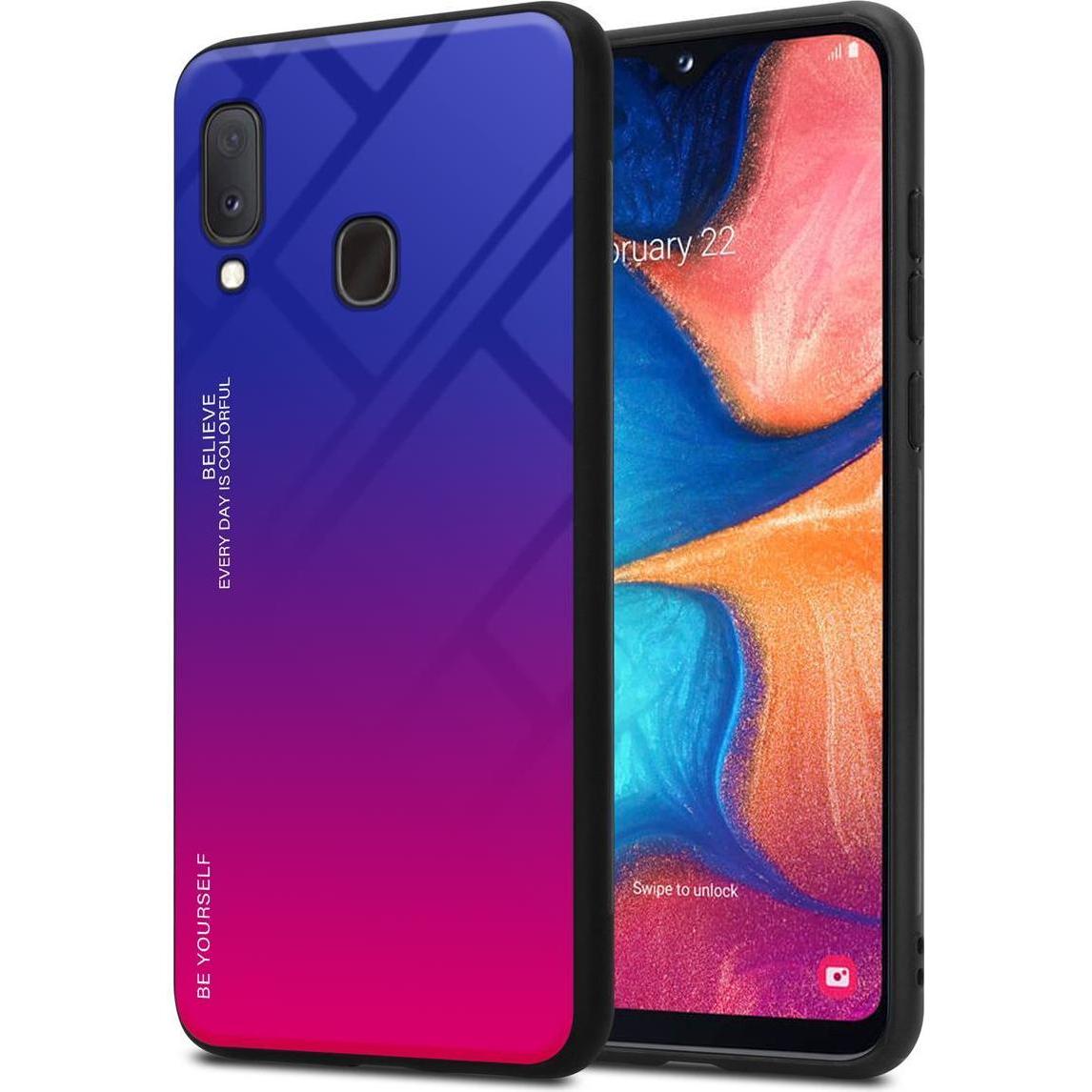 Cadorabo TPU 2 Farben Glas Cover (Samsung Galaxy A20e), Smartphone Hülle, Schwarz