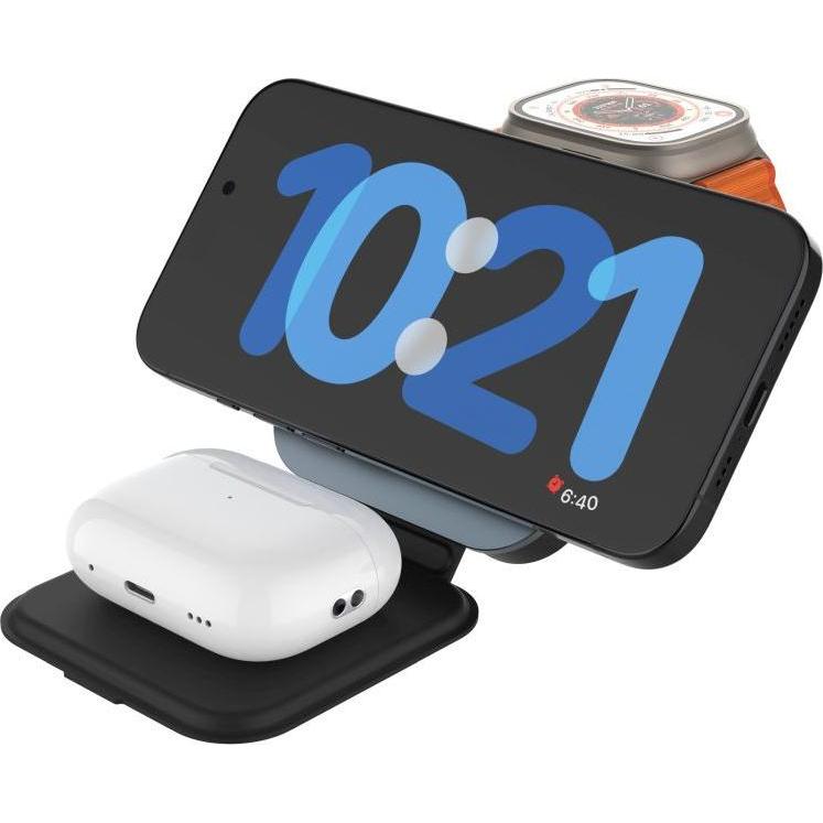 Thumbnail - Fixed MagFlex Alu 3-in-1 faltbares kabelloses Ladegerät (7.50 W), Wireless Charger, Grau