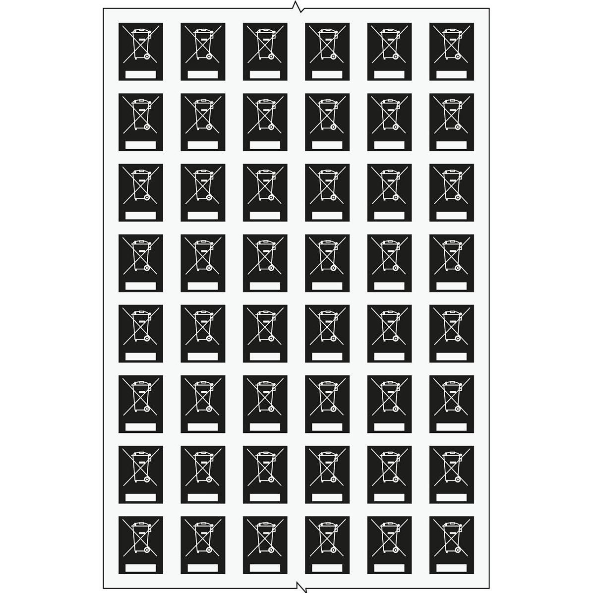Brady, Etichette, RAEE - nero, B-7541, simbolo "Non smaltire nel cestino", 10x13 mm (500 unità)