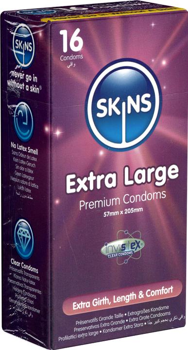 Produktbild Skins Extra Large» 16 XXL Kondome aus kristallklarem Latex - ohne Latexgeruch (16 Stk.)