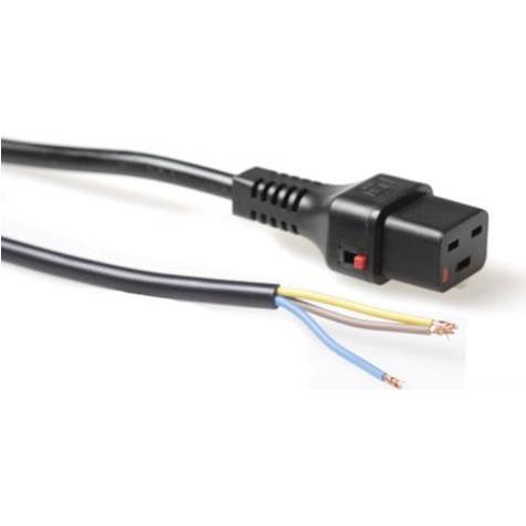 Thumbnail - Iec Lock 230V connection cable C19 lockable - open end black 3.00 m (3 m), Stromkabel