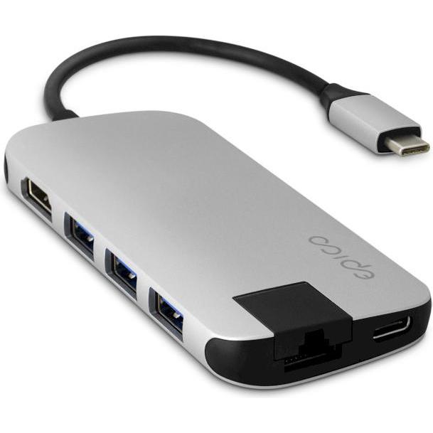 Epico 9915112100020 laptop dock/port replicator USB 3.2 Gen 1 (3.1 Gen 1) Type-C Black, Silver (USB-C), Dockingstation +...