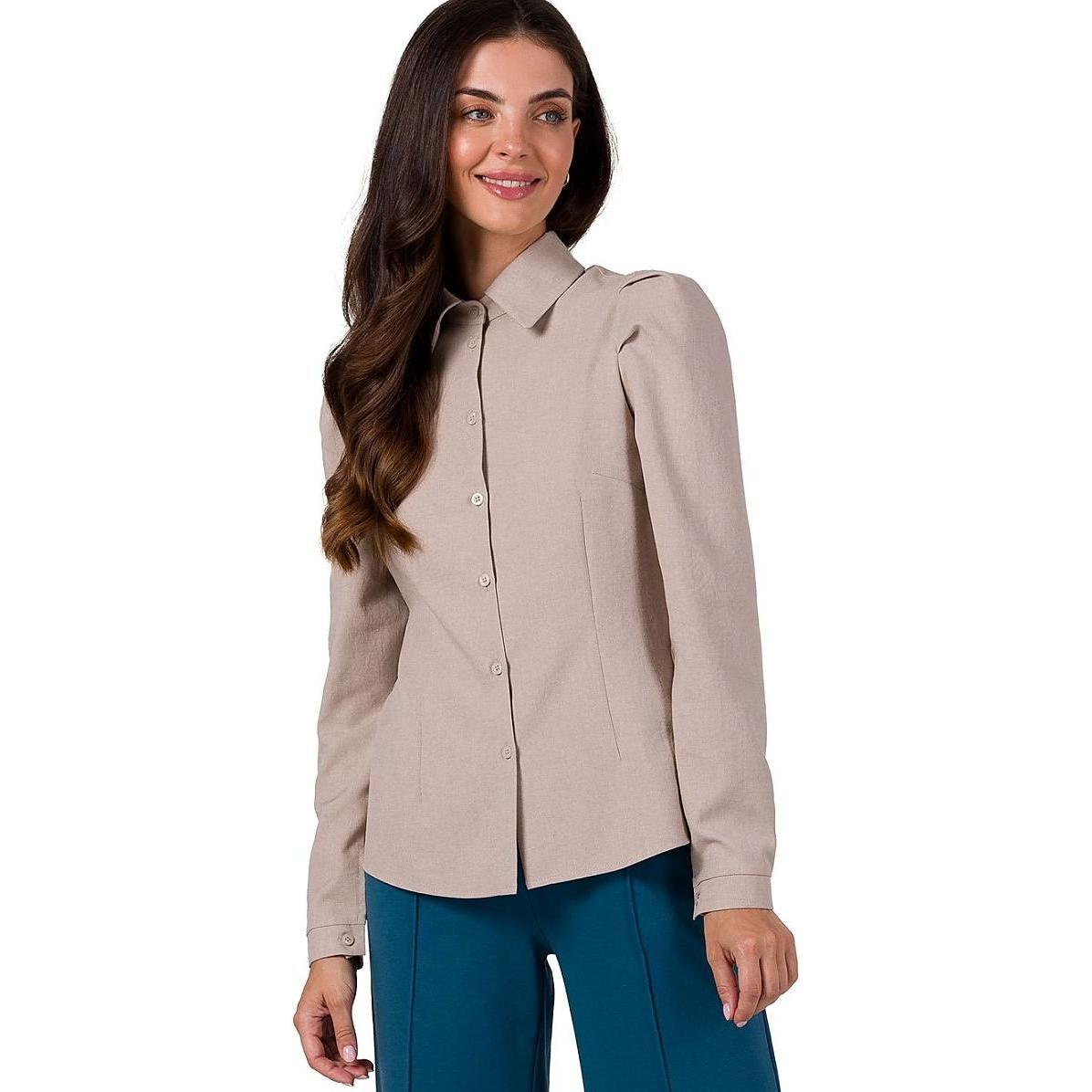 Be Wear, Hemd, Langarm Hemd, Beige, (L)