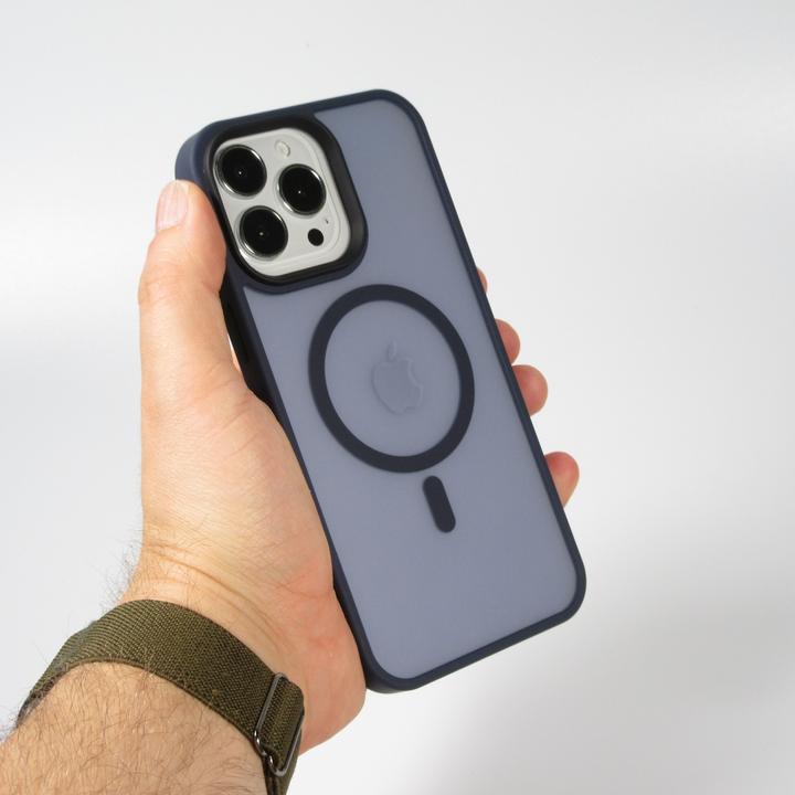 Image du produit PhoneLook Coque Jelly cover glass semi-transparente MagSafe Navy blue (Apple iPhone 13 Pro)