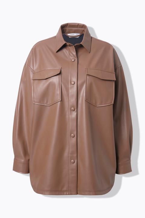 Produktbild Studio Untold Lederoptik-Hemd, oversized, Brusttaschen, Langarm (54)