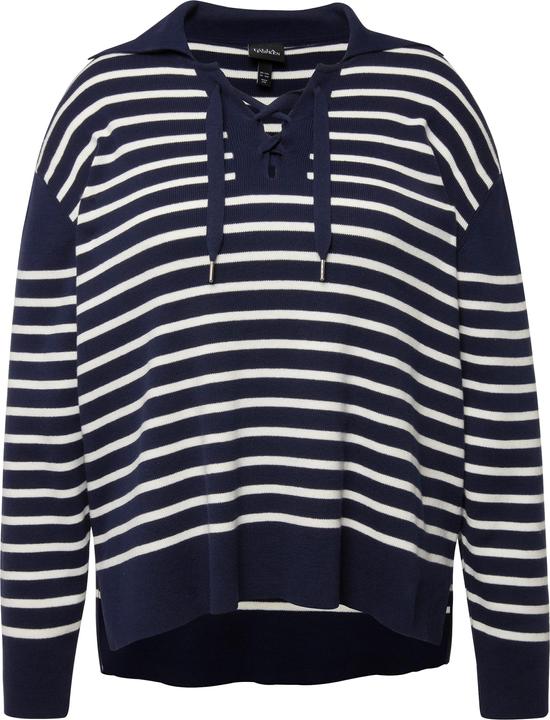 Produktbild Ulla Popken Pullover, Ringel, Matrosenkragen, Schnürung, Langarm (50, 52)