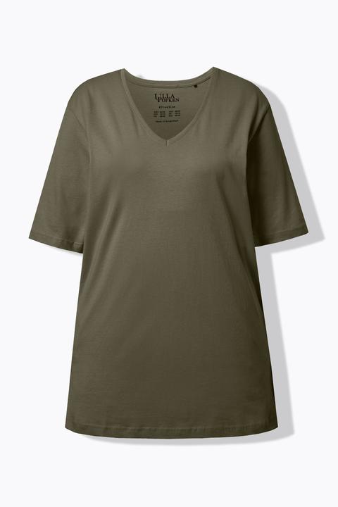 Actual product image Ulla Popken Basic V-Neck Relaxed Fit Short Sleeve Tee (68)