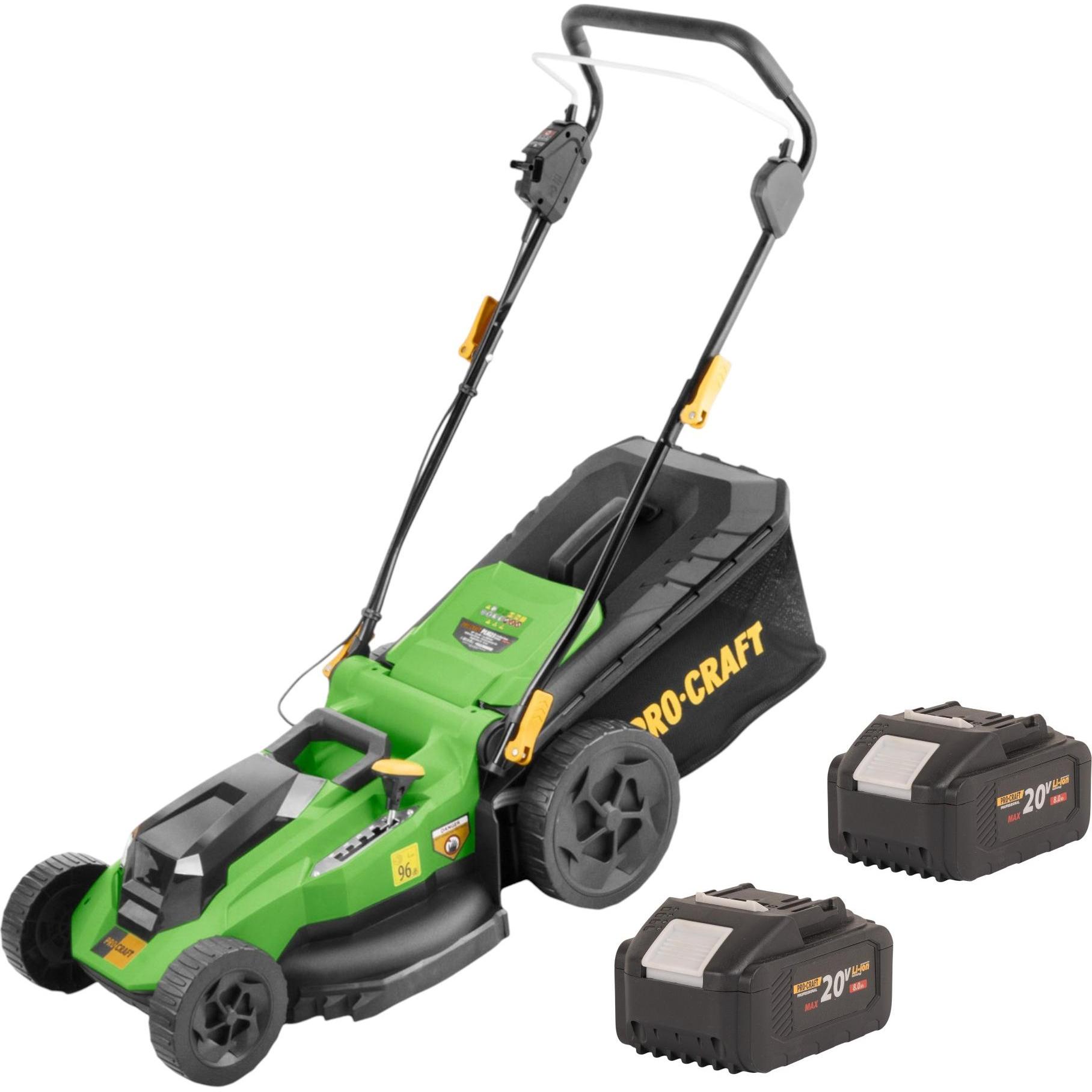 Procraft, Tosaerba, PLM23bb Akku Rasenmäher 40 V ( 2x 20 V ) 430 mm Brushless + 2x Akku 8,0 Ah - ohne Ladegerät (Batteria ricaricabile)