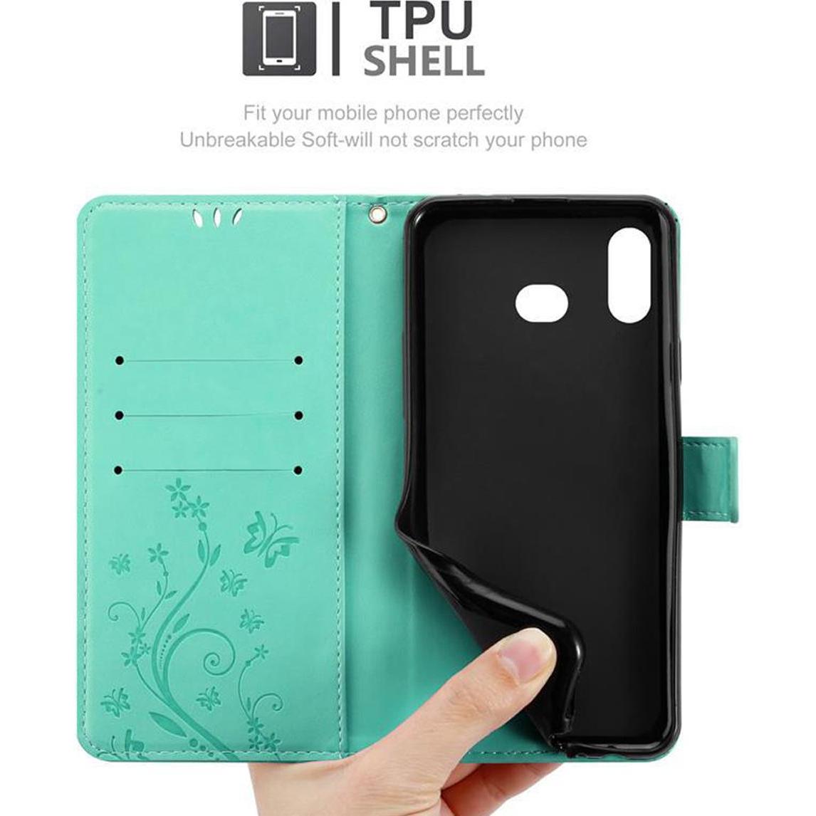 Thumbnail - Cadorabo Flower Book Cover (Samsung Galaxy A6s), Smartphone Hülle, Türkis