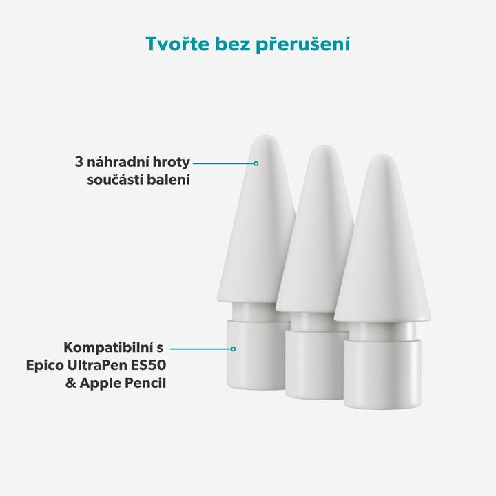 Produktbild Paperlike Epico Ersatzspitzen für UltraPen ES50 und Apple Pencil (weiss)
