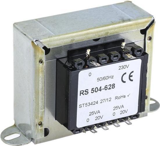 Actual product image RS PRO Clamp mount transformer,50VA 2x20V o/p