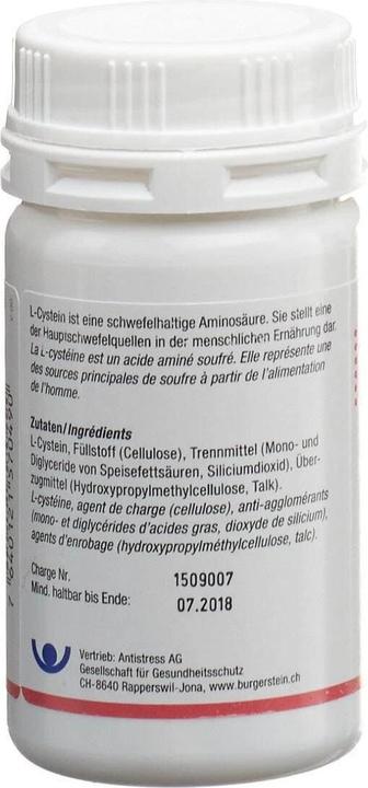 Nährwerte und Zutaten Burgerstein L-Cystein (100 Stück, Tabletten, 80 g)