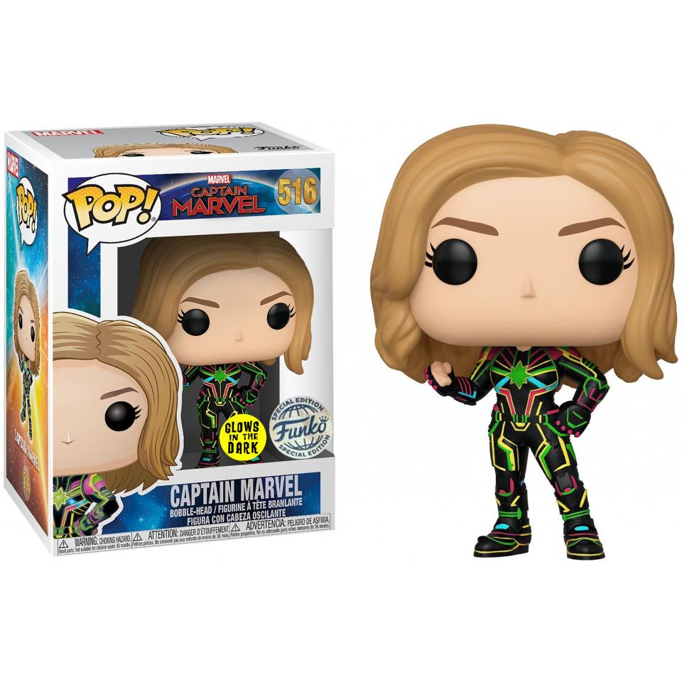 Thumbnail - Funko Pop! Marvel: Captain Marvel - Captain Marvel (Neon Suit) (Glows in the Dark) (Special Edition)