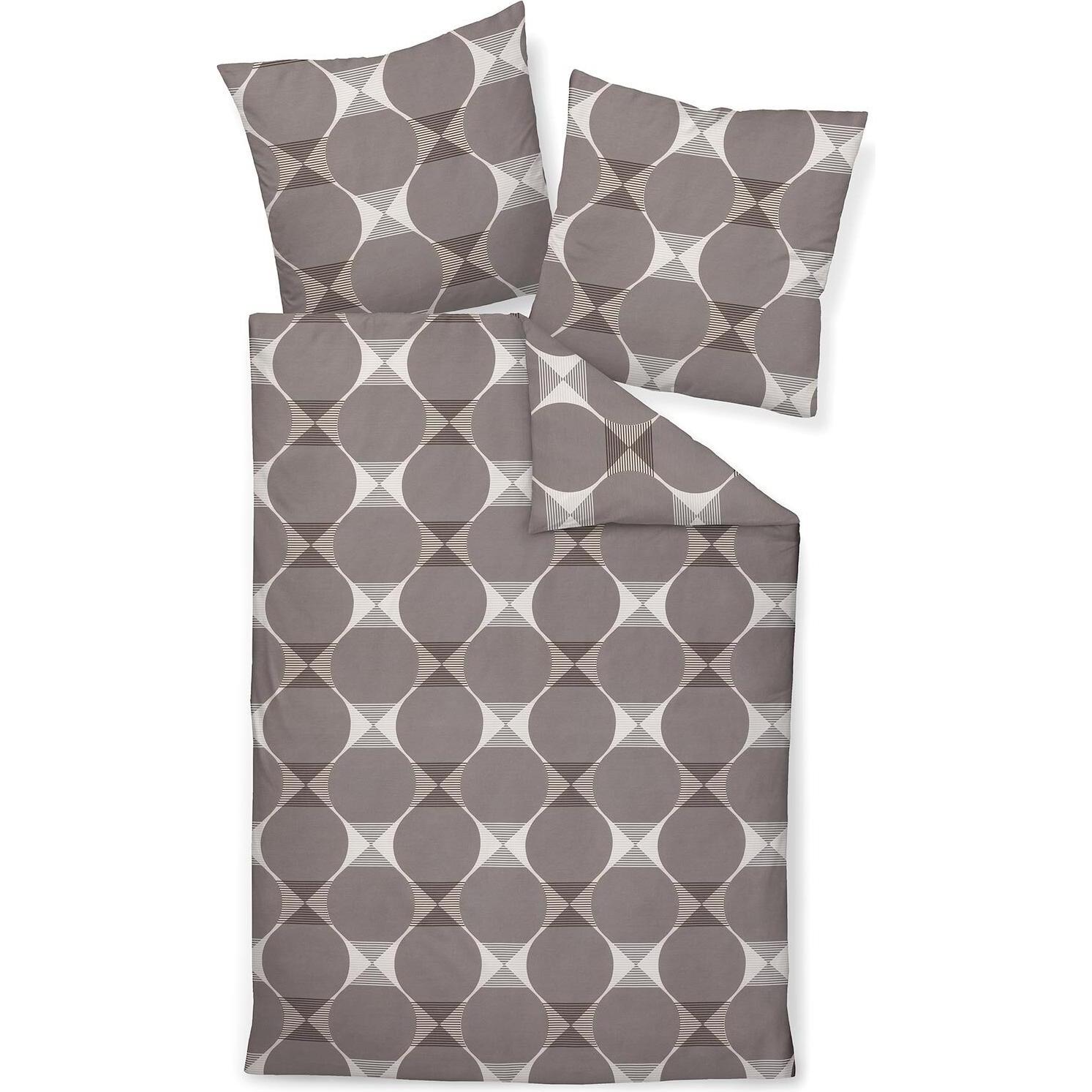 Janine, Bettwäsche, Mako-Satin Bettwäsche J.D. 87103 taupe (Bettwäsche Set, 155x220 cm + 80x80 cm)