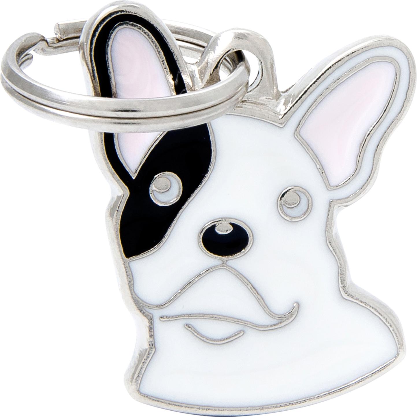 Myfamily Amici di MyFa, Fransk Bulldog, hvid (Cane), Collare + Guinzaglio