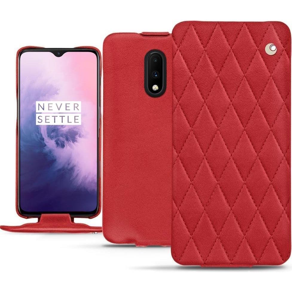 Noreve Lederschutzhülle vertikal (OnePlus 7), Smartphone Hülle, Rot