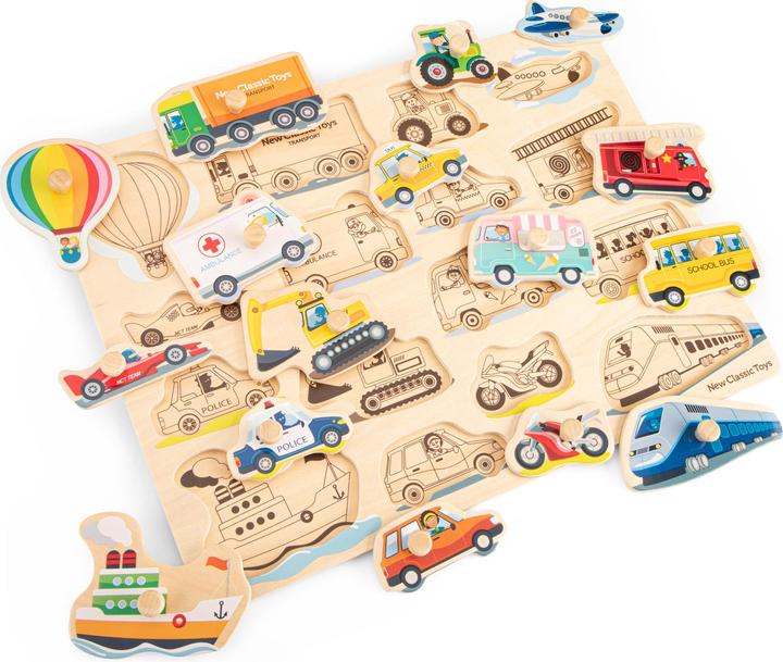 New Classic Toys Puzzle di Steck - Trasporto (16 pezzi)