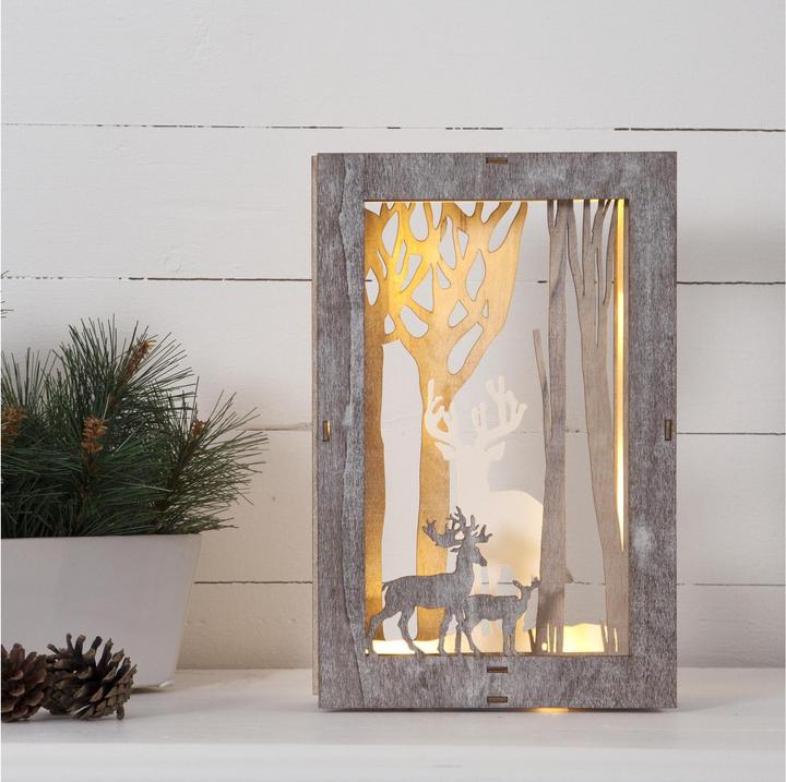 Produktbild Star Trading LED-Dekolicht Fauna Wald mit Hirschen 28 cm, Holz