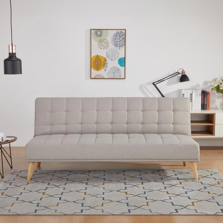 Produktbild En.Casa Schlafsofa Pukkila 180x86x81 cm Textil Hellgrau (3-Sitzer)