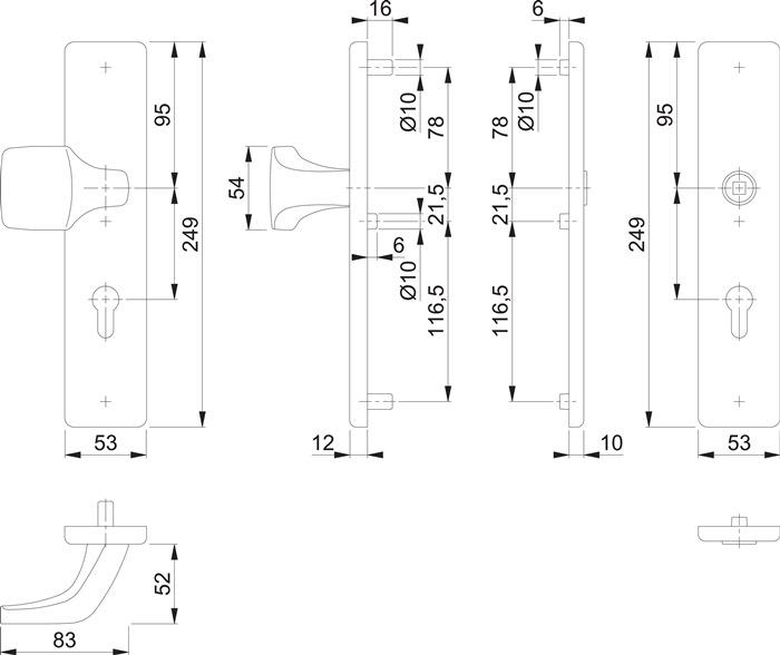 Produktbild Hoppe Schutzgarnitur E61G/2221/2210 VA F69 72mm 37-47mm (Türgarnitur)