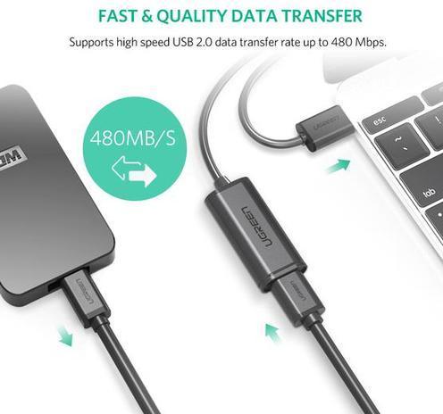 Produktbild Ugreen US121 Active USB 2.0 Extension 15m - Black (15 m, USB 2.0)