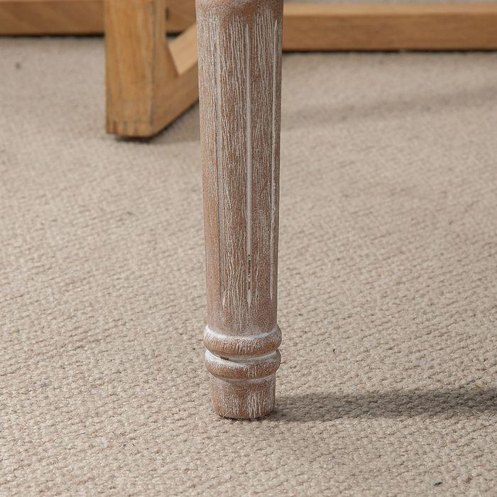 Actual product image Swisshandel24 Sitzhocker, Polsterbank mit Leinenoptik, Fusshocker mit gepolstertem Sitz Holz, cremeweiss (40 cm)