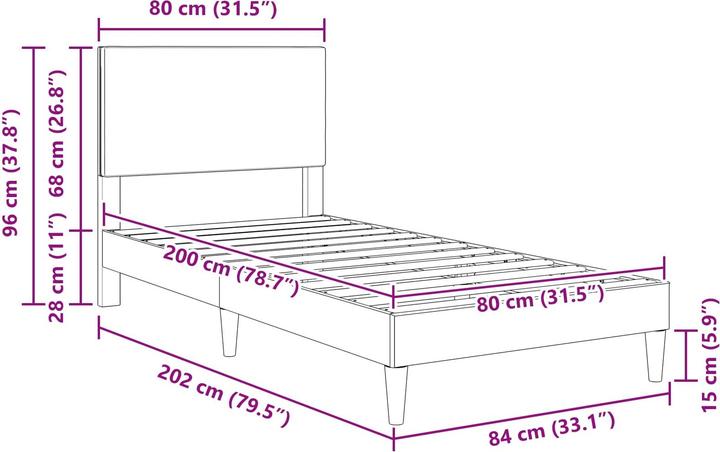 Produktbild vidaXL Moderner Bettrahmen (80 x 200 cm)