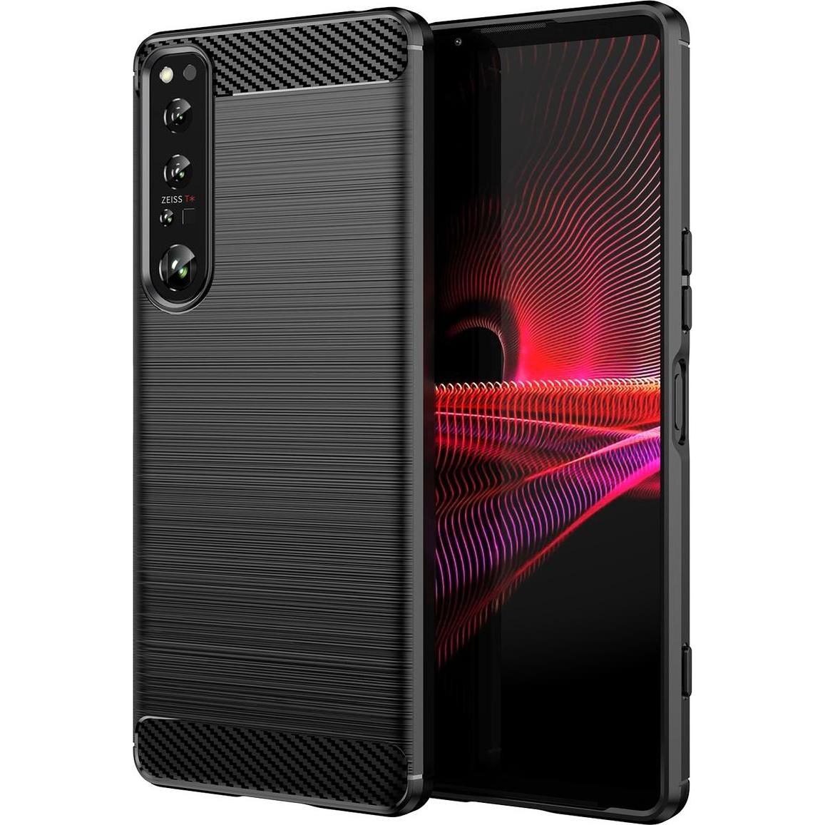König Design Hülle Handy Schutz für Sony OnePlus Realme Xiaomi Case Cover Bumper Carbon Optik (Sony Xperia 1 IV), Smartp...