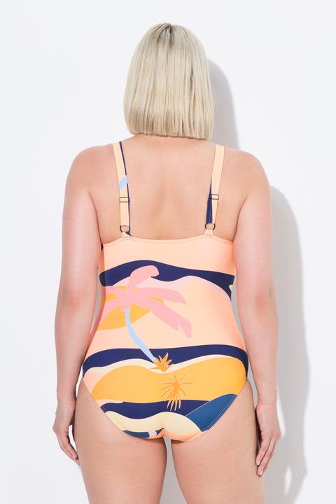 Actual product image Ulla Popken Abstract Landscape One Piece Cutout Swimsuit (44)