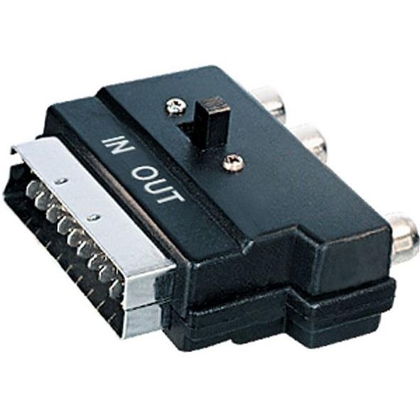 Thumbnail - Hapena DS21 CK3S(68900) (3x Cinch (RCA), Scart, 10 cm), Data + Video Adapter, Schwarz