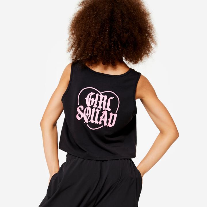 Immagine prodotto Domyos Dance-Top Mädchen Modern Jazz Dance Crop Top fliessend - graphit/rosa (170)