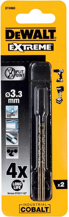 Immagine prodotto DeWalt Punta per metallo HSSG EXTREME 2 (3,3 millimetri)