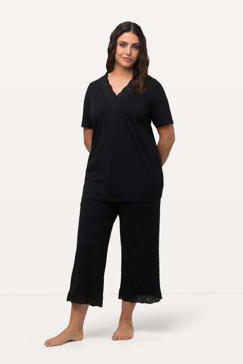 Produktbild Ulla Popken Pyjama, Lochstickerei, Halbarm, Modalmix (50, 52)