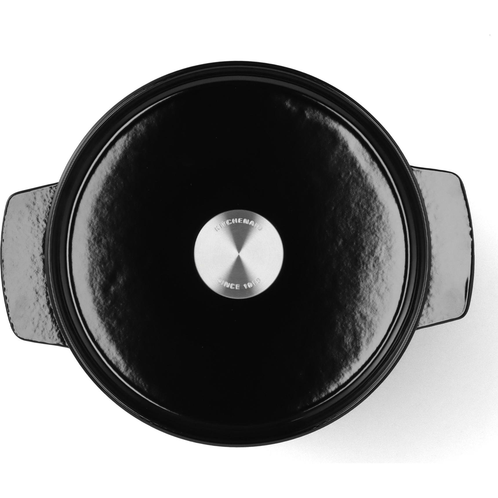 Thumbnail - KitchenAid braadpan 26cm - gemailleerd gietijzer - onyx zwart - rond, Pfanne + Kochtopf, Schwarz