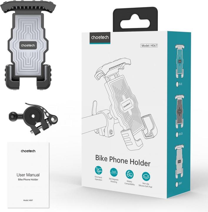 Actual product image Choetech H067 adjustable bicycle holder - black