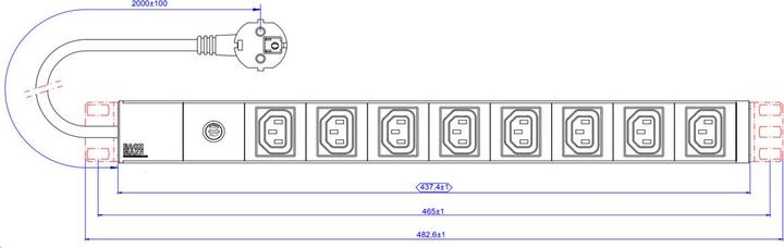 Image du produit Bachmann Bloc multiprise 48,30cm (19"), 8x sans fiche