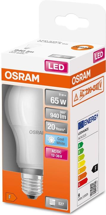 Image du produit Osram Led Star Classic A For Low Voltage (pour basse tension) (E27, 9 W, 940 lm, 1 x, F)