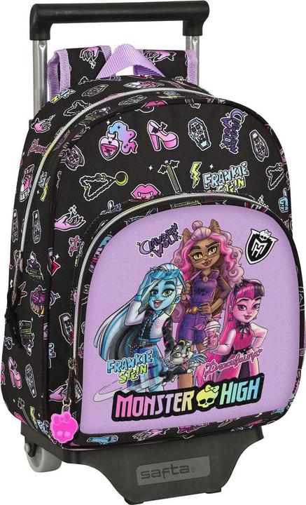 Produktbild Monster High Schulrucksack mit Rädern Creep Schwarz 28 x 34 x 10 cm